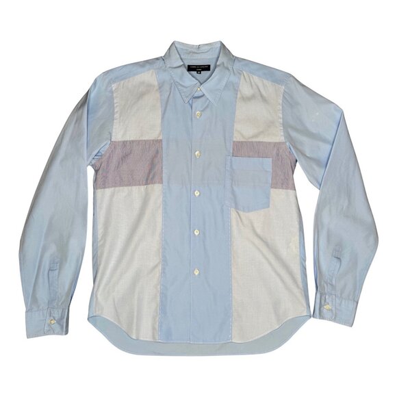 Come Des Garcons Homme Size M Patchwork Shirt Blue - Picture 1 of 13